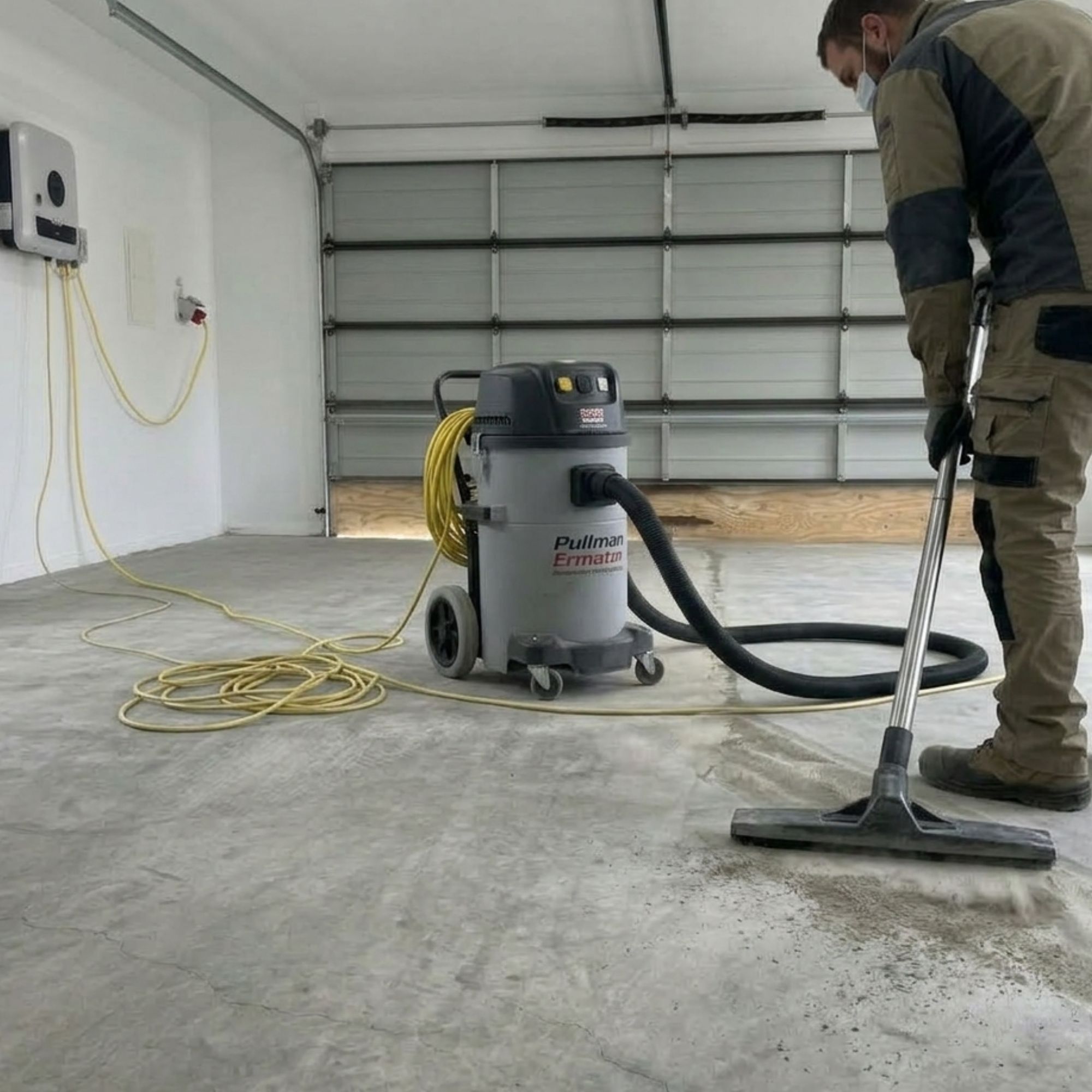 Vacuum cleaning concrete floor