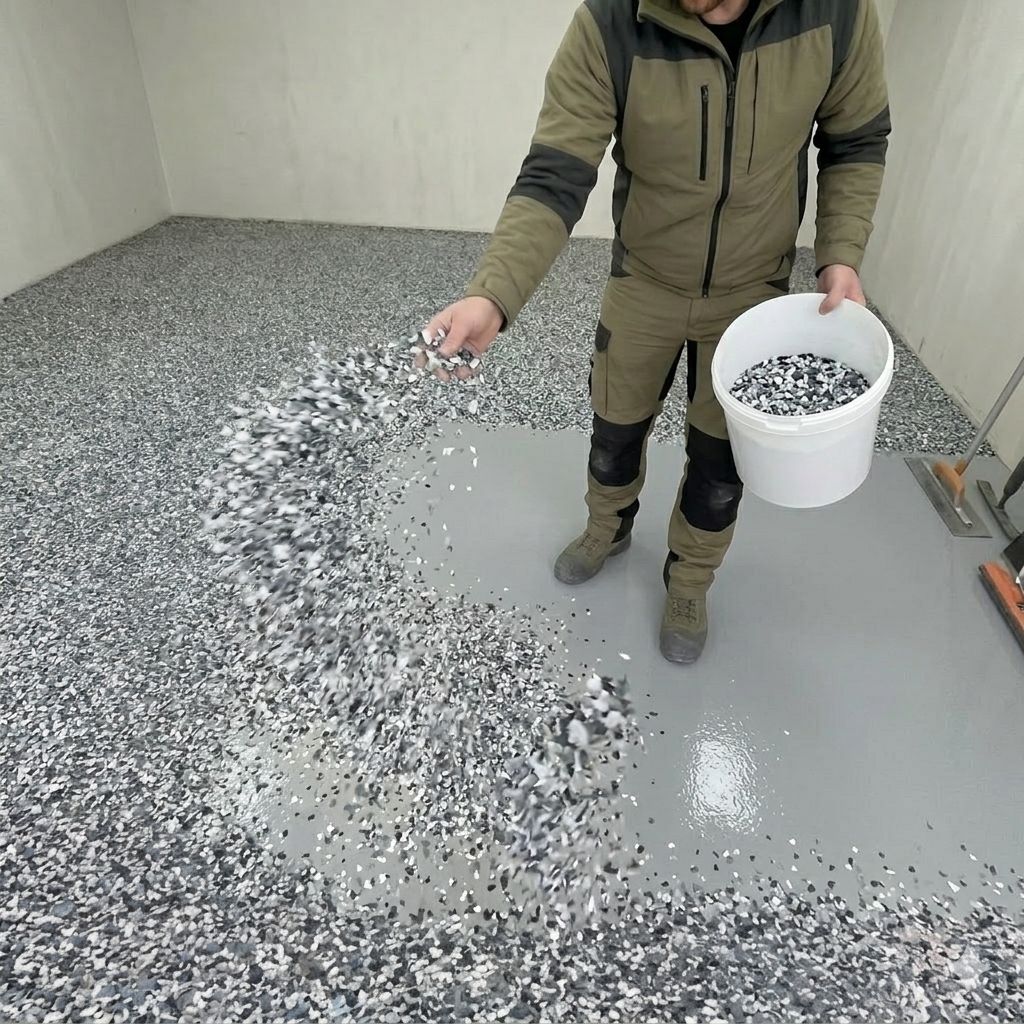 Decorative flake broadcast